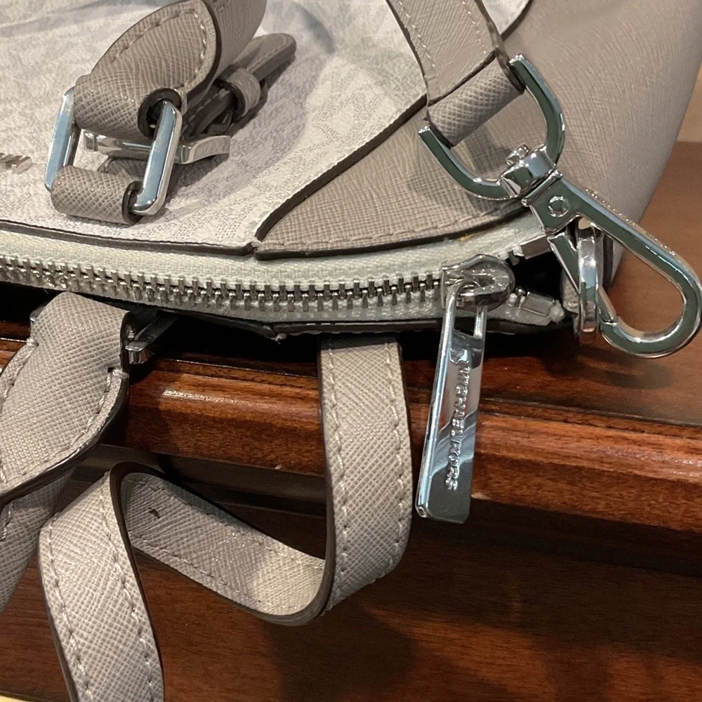 Michael Kors Two-Tone Light Gray & White Dome Satchel